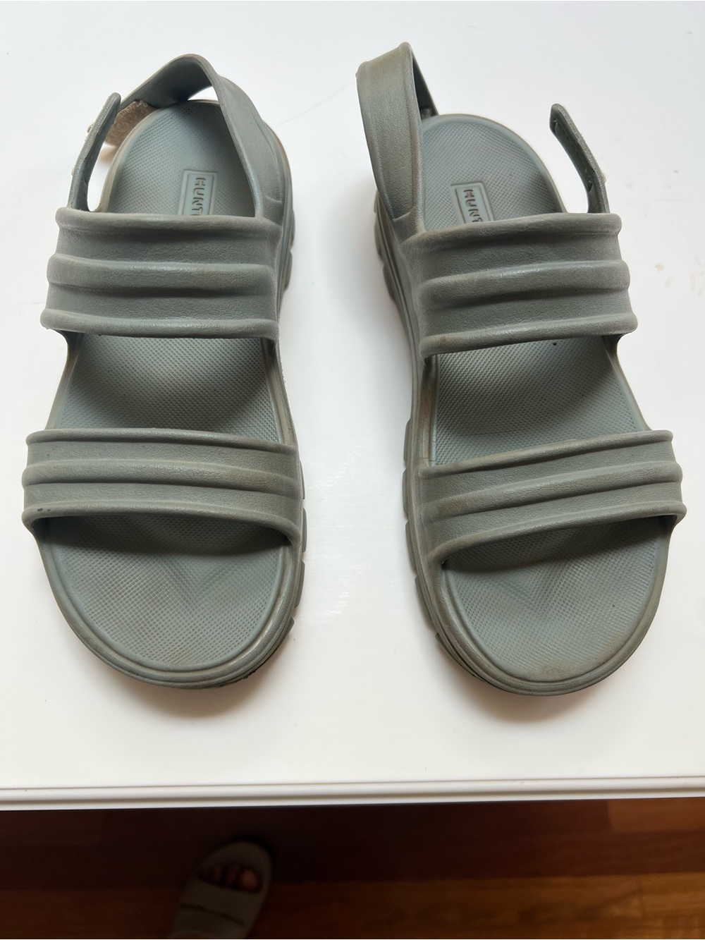 Hunter Olive Green Chunky Strap Sandals